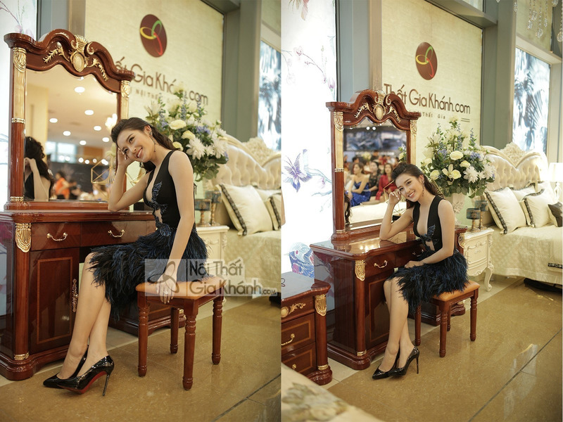 ban trang diem go mau nau ket hop ghe ngoi em ai bd509