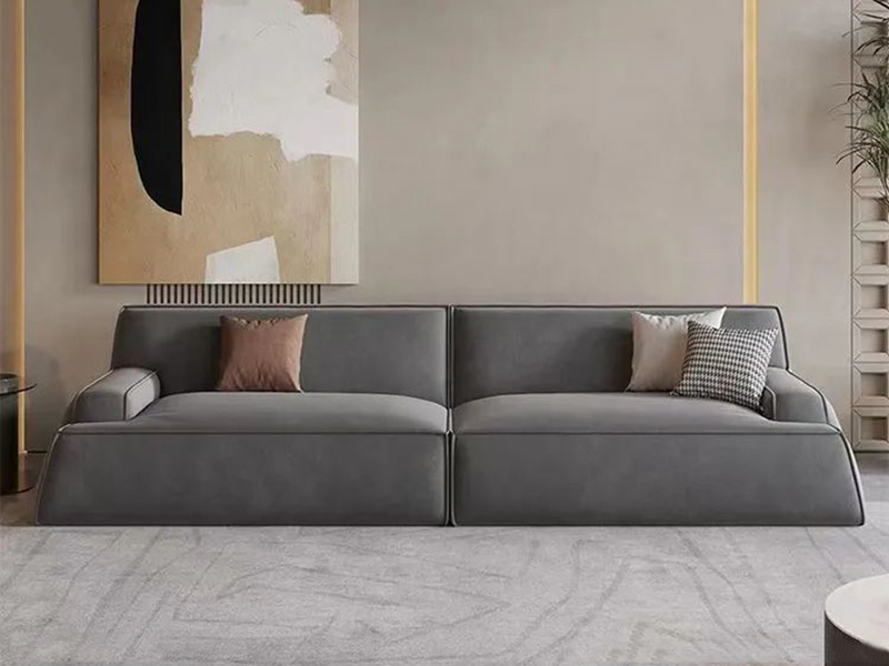 Sofa băng SFA18-4 được chụp chính diện, nổi bật với thiết kế hiện đại, tối giản. Ghế bọc da Superfiber mờ màu xám đậm, có…