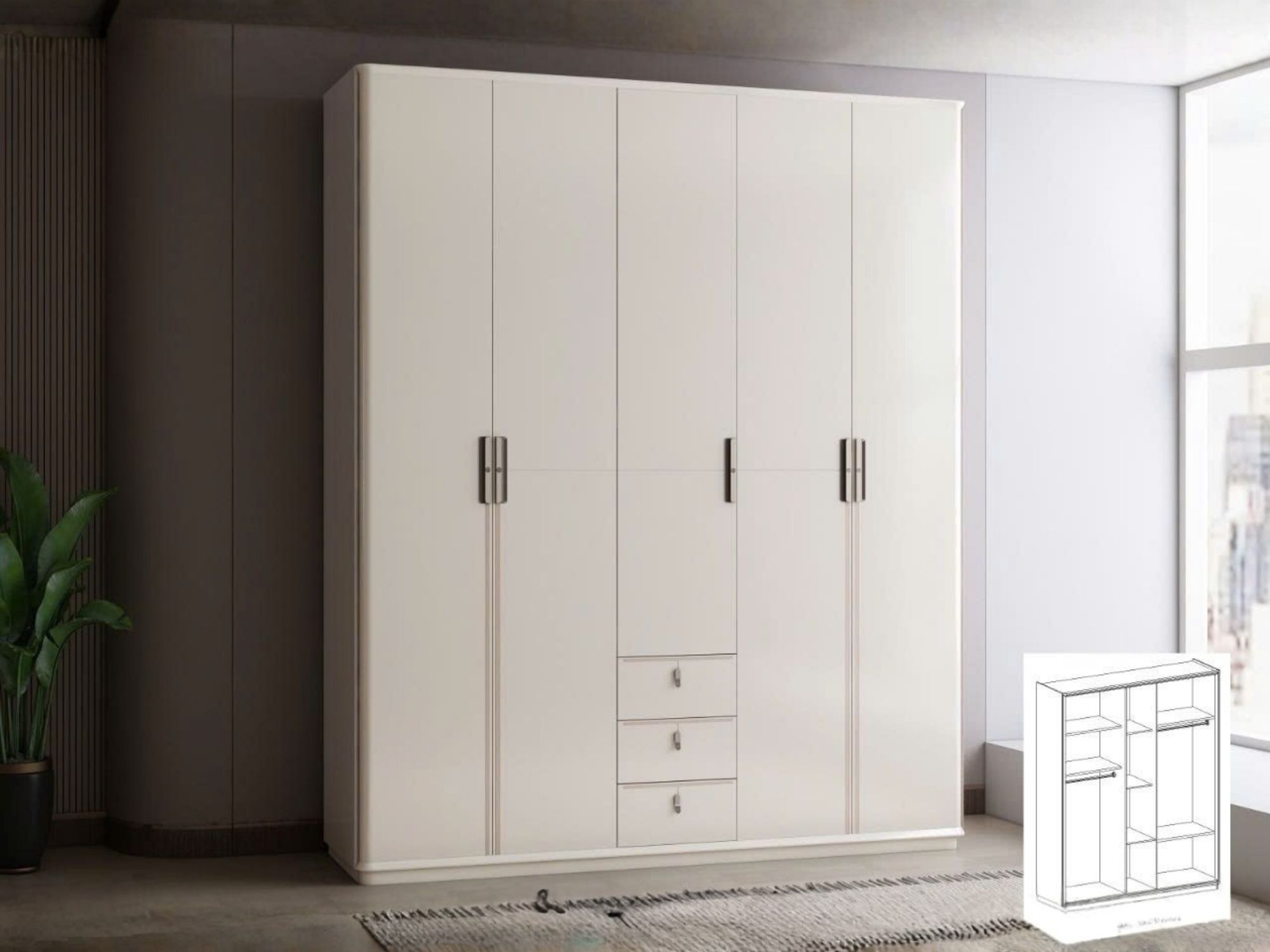 Tủ Áo Hiện Đại 5 Cánh TU6815-5
