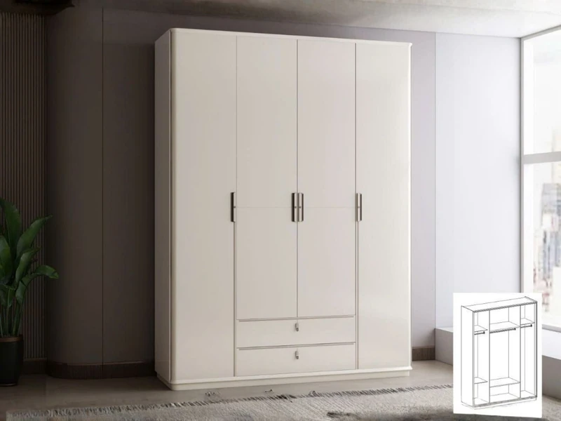 Tủ Áo 4 Cánh Hiện Đại TU6814-4