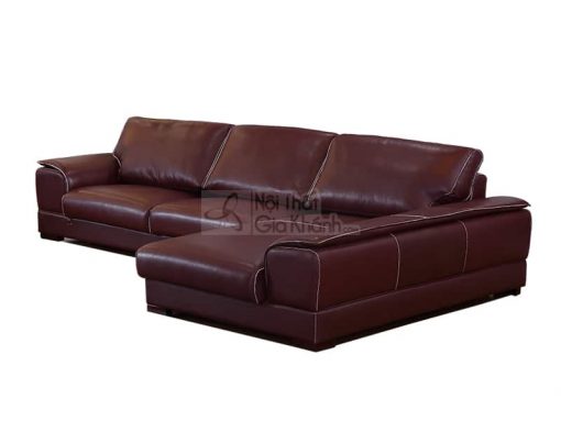 Sofa tân cổ điển da bò phong cách Ý góc trái tông nâu đỏ bordeaux 85 triệu