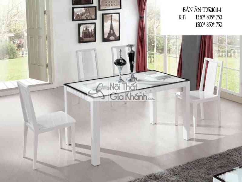 Bàn ăn mặt kính viền đen đơn giản T0521011-1