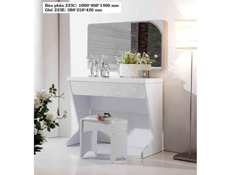 Bàn trang điểm mini gương tròn phong cách hiện đại, mặt bàn rộng phân khúc 2-2,5 triệu