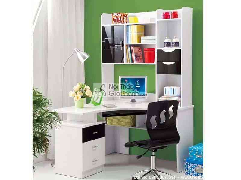 Bàn học góc trắng đen H830-4