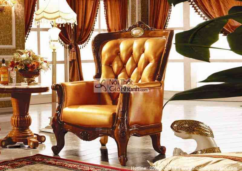 Ghế thư giãn phòng ngủ bọc da thật Châu Âu tại showroom Gia Khánh