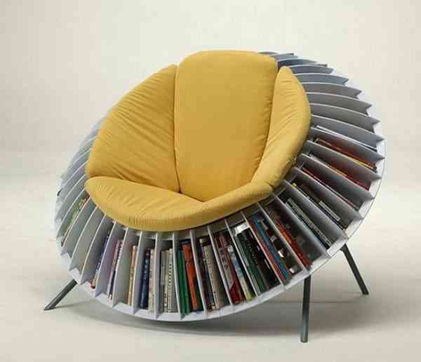 Ghế sofa đọc sách dáng hoa hướng dương với nhiều khoang để sách