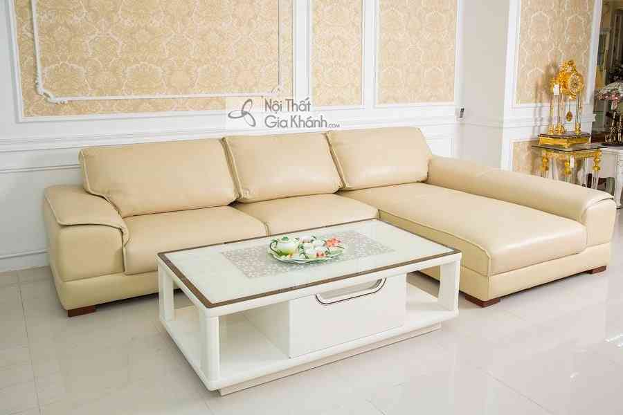 [Hàng Order] Sofa da Ý màu kem cao cấp 2 băng góc trái 6918K