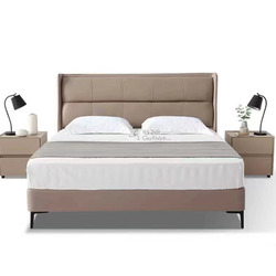 Giường ngủ bọc da GIBJ089-18 chụp chính diện trên nền trắng, nổi bật với thiết kế hiện đại và thanh lịch. Đầu giường cao…