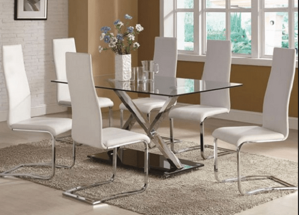 bàn ăn inox mặt kính