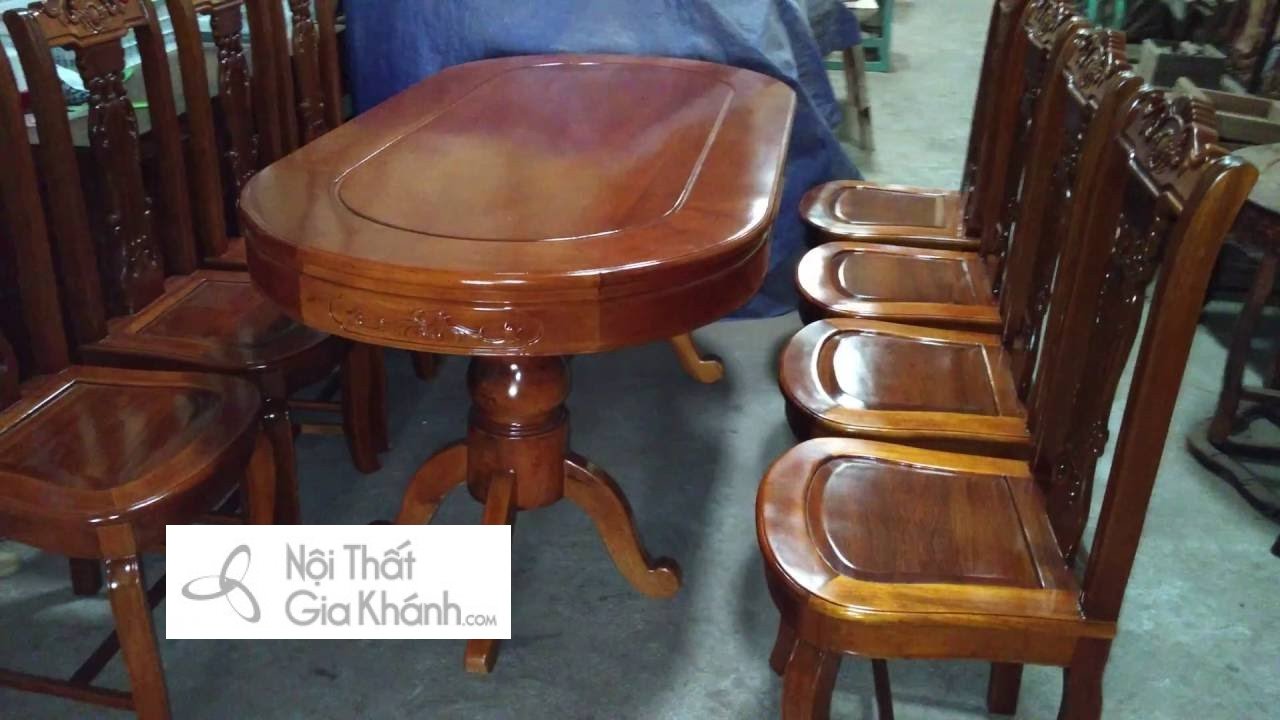 Bộ bàn ghế ăn hình bầu dục, 6 ghế