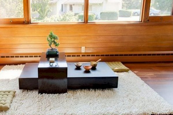 Mẫu bàn trà Nhật Bản kết hợp bếp điện thông minh