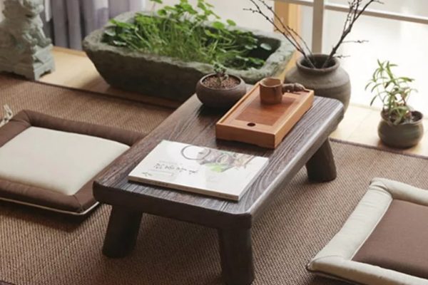 Mẫu bàn trà kiểu Nhật kết hợp bếp điện thông minh