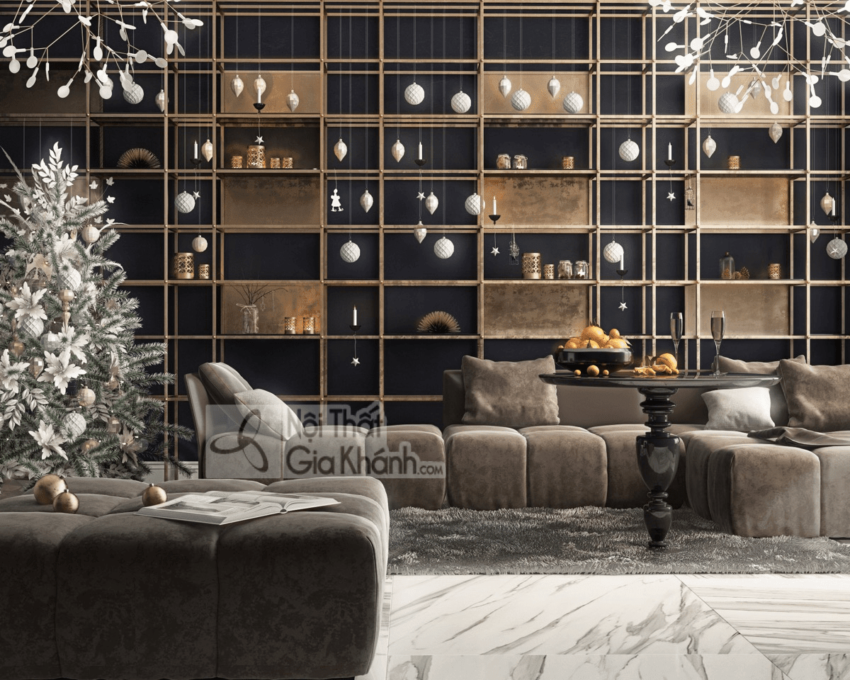 Sự kết hợp hiện đại giữa sofa màu nâu và xám cho phòng khách