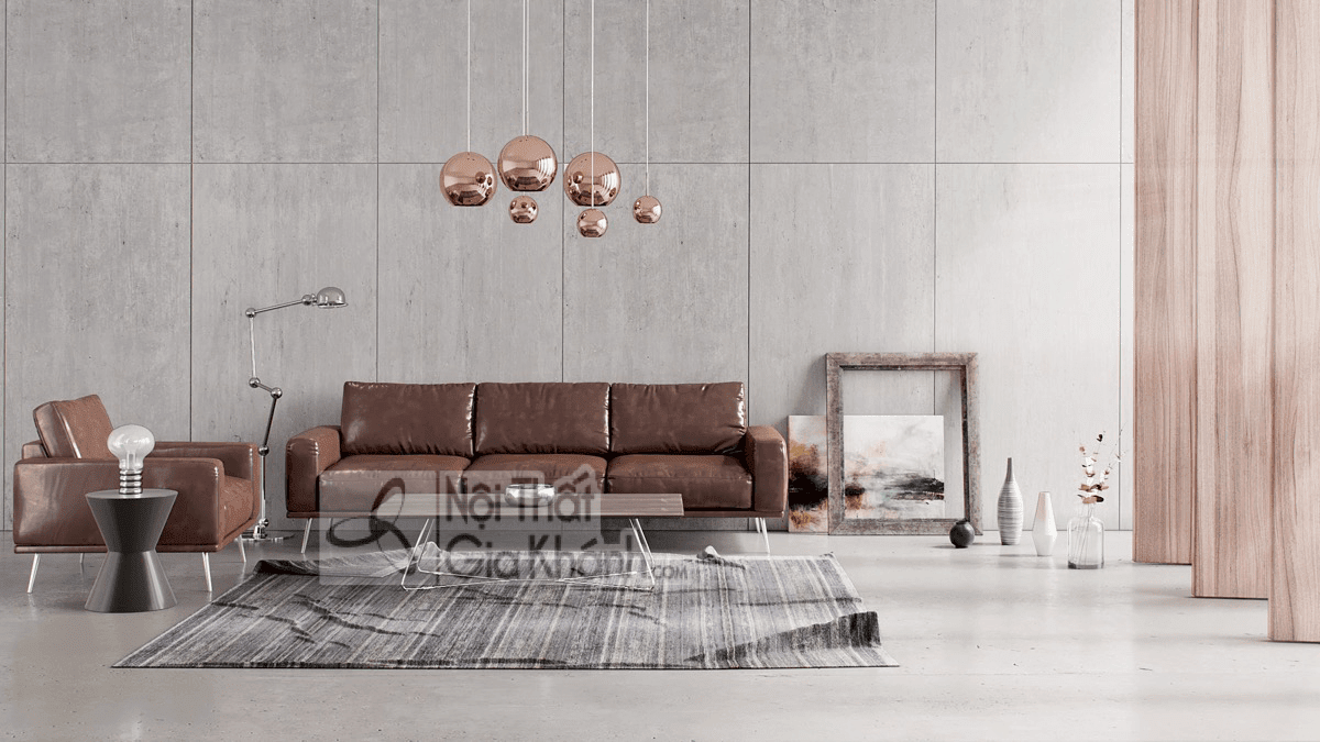 Mẫu sofa màu nâu sang trọng cho phòng khách hiện đại