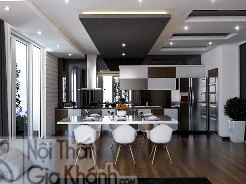 Trần thạch cao dạng giật cấp cho phòng ăn