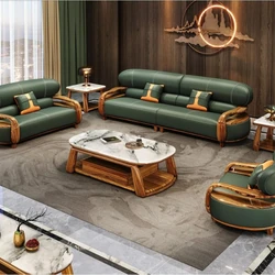 Toàn cảnh bộ sofa gỗ Mun nhập khẩu SBF1903-124 trong phòng khách hiện đại, sang trọng. Bộ sản phẩm gồm ba băng sofa và một…