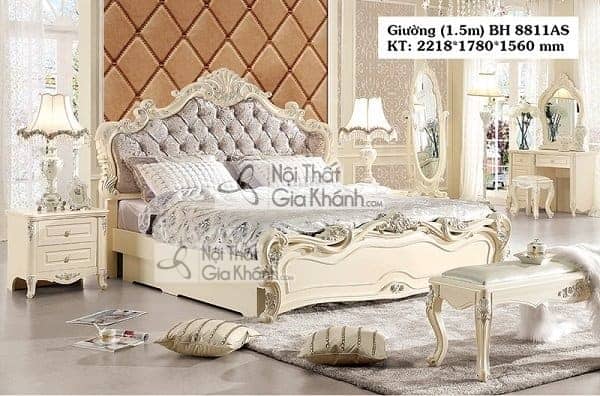 Giường ngủ phong cách châu Âu tân cổ điển tại showroom Nội Thất Gia Khánh