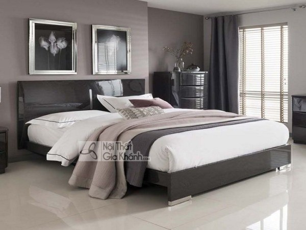 Mẫu 13: Giường ngủ kê chân thấp màu đen