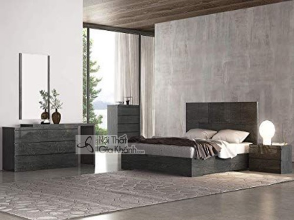 Mẫu 19: Giường ngủ gỗ màu đen cá tính