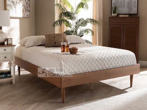 Mẫu 24: Giường ngủ gỗ chân cao thon tròn