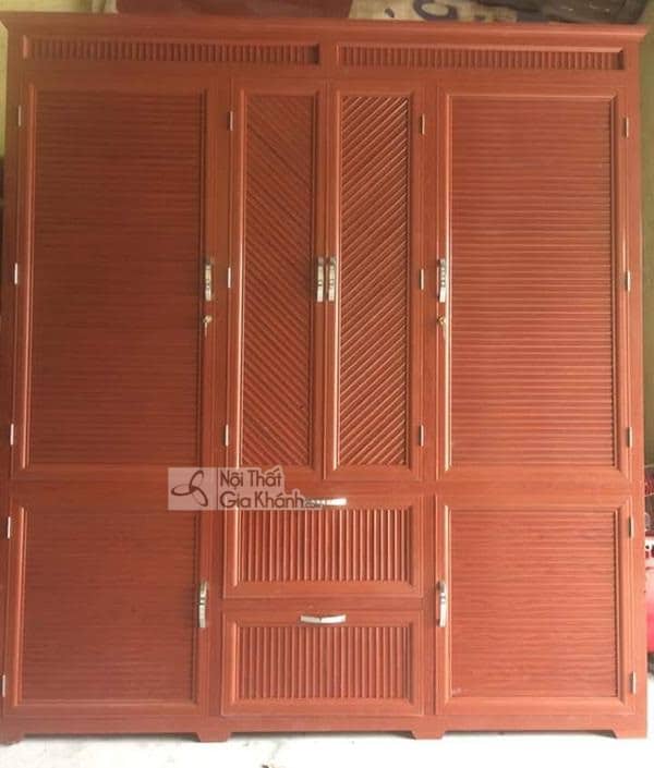 Tủ quần áo nhôm giả vân gỗ nâu cánh gián sang trọng