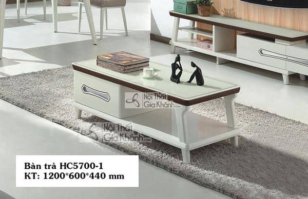Bàn trà hình chữ nhật mặt kính cường lực cao cấp