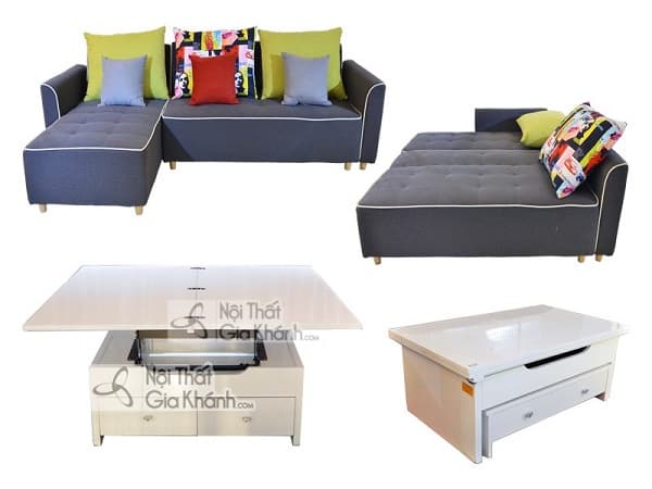 Sofa giường góc kèm bàn trà đa năng