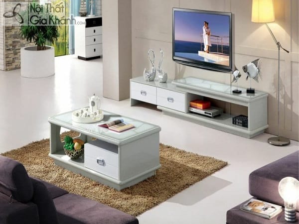 Showroom Nội Thất Gia Khánh trưng bày combo bàn trà kệ tivi cao cấp