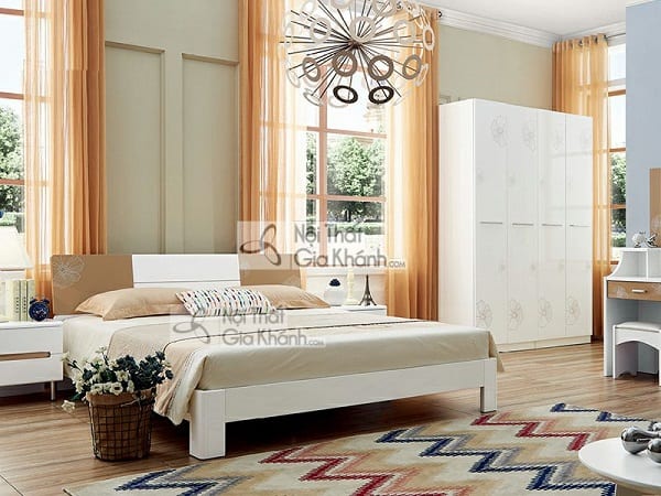 giường 1m5 màu trắng nhập khẩu HĐ906AS, dựa lưng hai màu đan xen