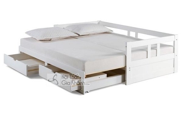 giường ngủ trắng gỗ công nghiệp có ngăn kéo