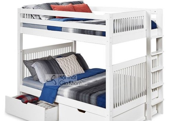 giường ngủ màu trắng 2 tầng vững chắc