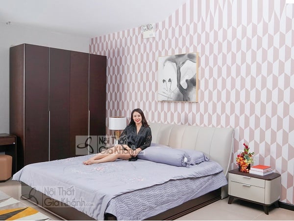 Giường hộp bọc nệm nhập khẩu 1801AL, đầu giường bọc nệm êm ái