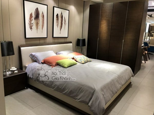 Giường hộp gỗ tự nhiên 1802AL thiết kế đơn giản, hiện đại