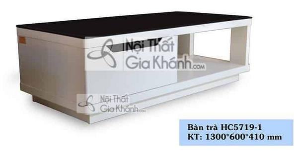Bàn trà mặt kính hai tầng phối màu đen trắng