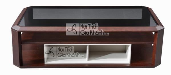 Bàn trà mặt kính có ngăn kéo gỗ