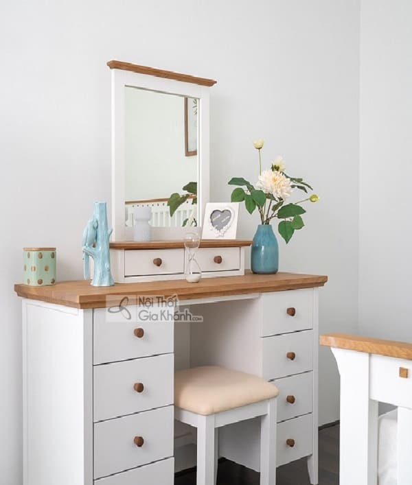 Tủ kết hợp bàn trang điểm thanh lịch có gương và ghế đôn