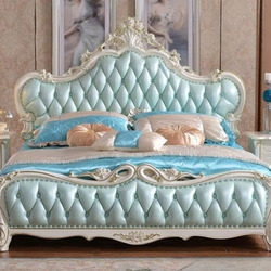 Giường ngủ tân cổ điển GIB02-18 màu xanh ngọc pastel, bọc da chần nút hình quả trám ở đầu và đuôi giường. Khung gỗ sồi màu…