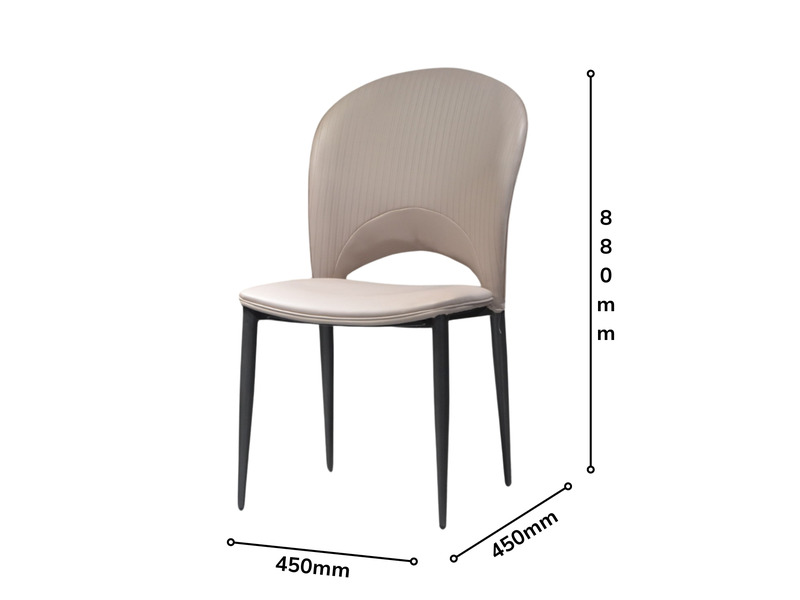 Ghế ăn GA809-1 màu be nhạt được hiển thị với các thông số kích thước chi tiết (L450*W450*H880mm) trên nền trắng, giúp khác…