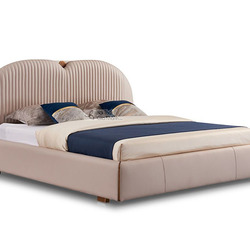 Giường ngủ bọc da Luxury GIJF278-18 được chụp chính diện, hơi chếch sang phải trên nền trắng. Giường có đầu giường cao, bọ…