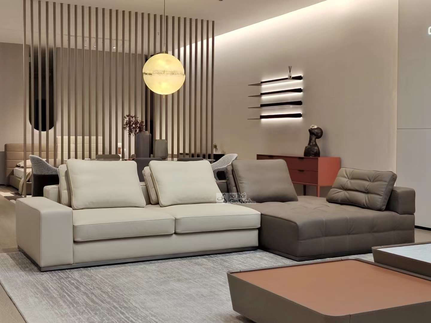 Bộ Sofa Góc Phong Cách Ý Da Bò Tự Nhiên 100% Cho Chung Cư SF2216