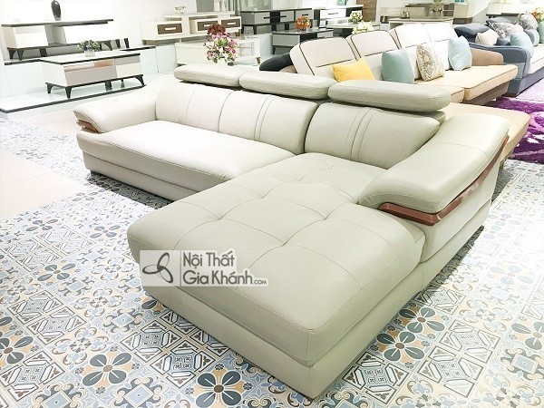 Sofa da 2 băng góc trái 6725G-SF màu xám ghi đẹp
