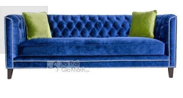 Sofa văng nhung xanh coban cao cấp sang trọng