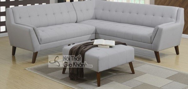 Sofa góc cỡ nhỏ phối màu hài hòa với tường và sàn phòng khách