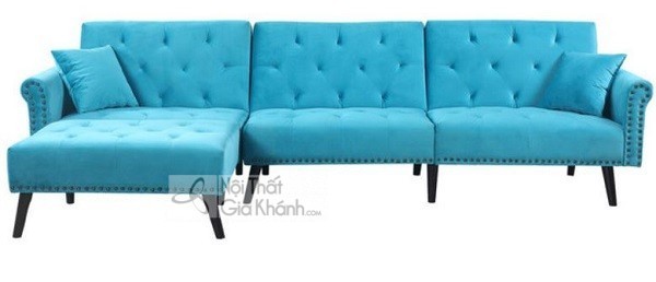Ghế sofa góc nhỏ màu xanh dạng chữ L tông sáng