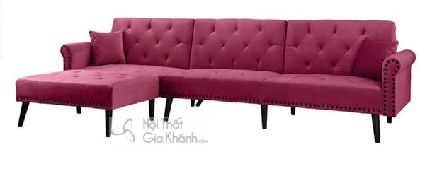 Sofa góc nhỏ gọn màu hồng pastel cho phòng khách trẻ trung