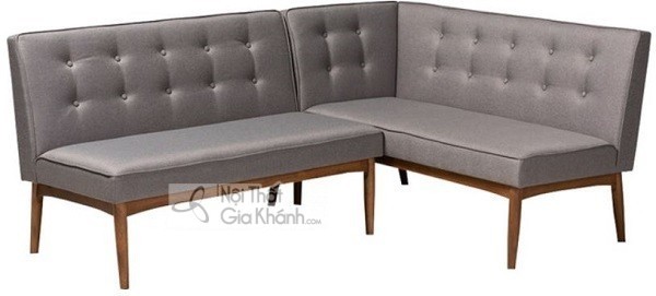 Sofa mini phòng khách màu xám chân gỗ cao thiết kế gọn