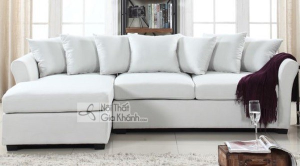 Ghế sofa góc cỡ nhỏ màu trắng sang trọng cho phòng khách nhỏ