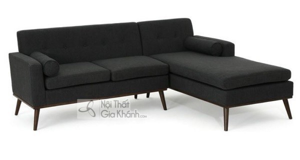 Ghế sofa mini góc màu đen bọc da đặt trong phòng khách nhỏ hiện đại