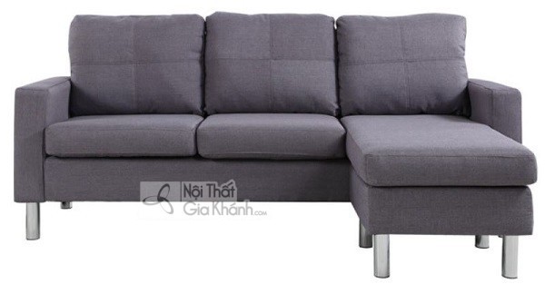 Ghế sofa góc nhỏ màu xám chân sắt cho phòng khách chung cư