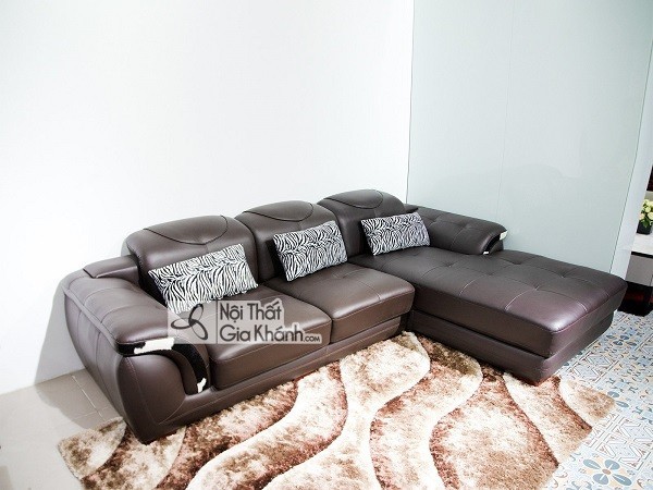 Sofa mini góc trái 9193N-SF màu nâu cafe da tự nhiên khung gỗ chống mối mọt